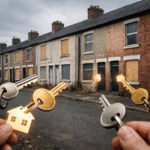 Boarded-up terraced houses symbolising empty homes that could be refurbished to ease the housing crisis.