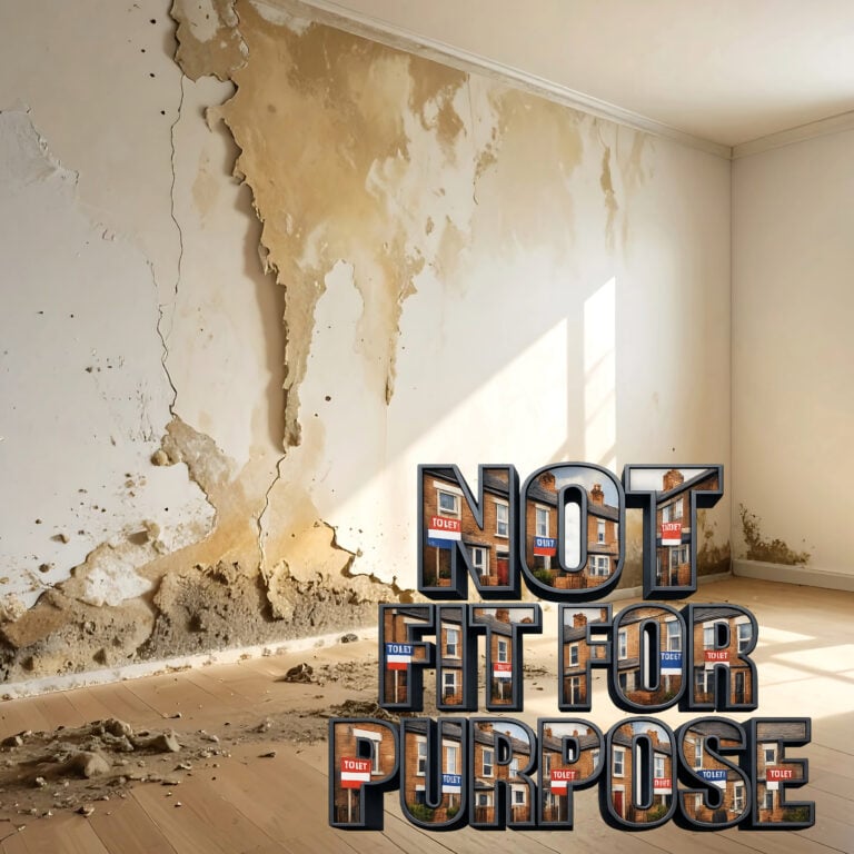 Damp and mould damage on rental property wall highlighting housing standards concerns