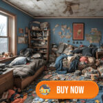 Severely damp and cluttered rented bedroom highlighting poor housing conditions in Greater Manchester