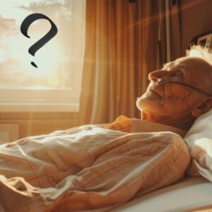 Elderly tenant resting in bed with oxygen tube, reflecting on illness and end-of-life planning