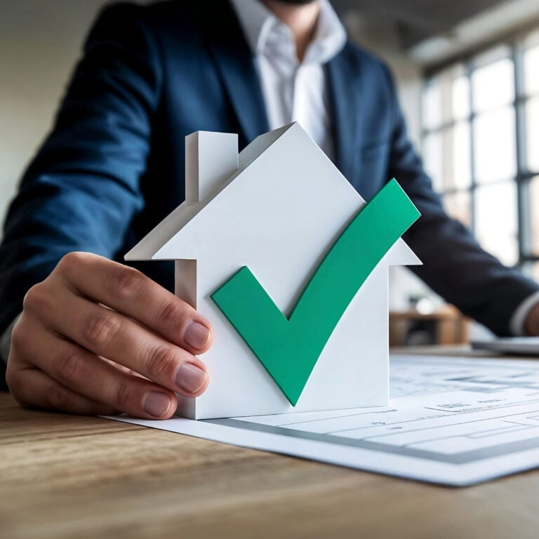 House model with green check mark symbolising approved HMO licensing and housing standards in Bolton