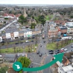 Aerial view of Esher town centre highlighting rising demand for rental properties
