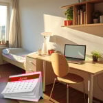 Student bedroom with desk and laptop, symbolising student rental housing changes