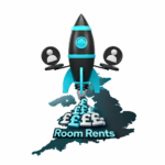 Rocket graphic over a UK map illustrating sharp rises in room rents across major cities