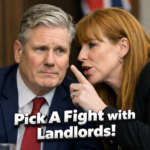 Angela Rayner speaking closely to Keir Starmer during a discussion on housing policy