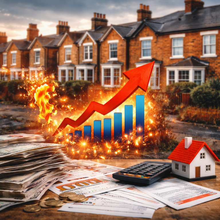 Rising buy-to-let costs driving rent increases with upward chart and housing imagery