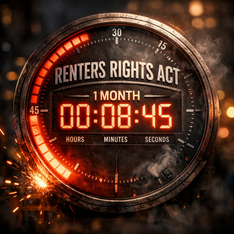 Countdown timer highlighting one month until Renters' Rights Act changes take effect