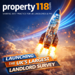 Rocket launching made of houses symbolising Property118 landlord survey launch in the UK