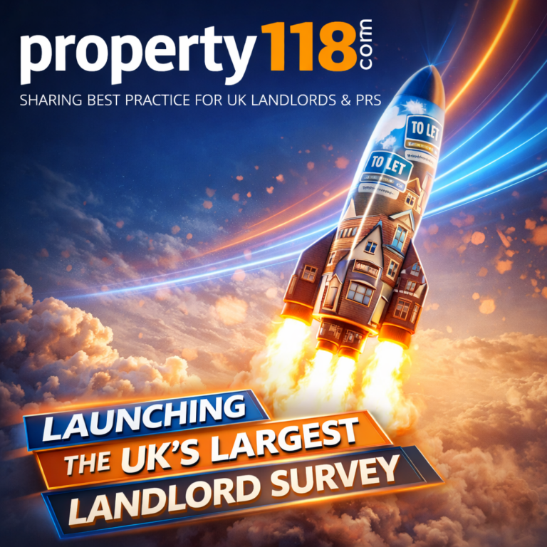 Rocket launching made of houses symbolising Property118 landlord survey launch in the UK