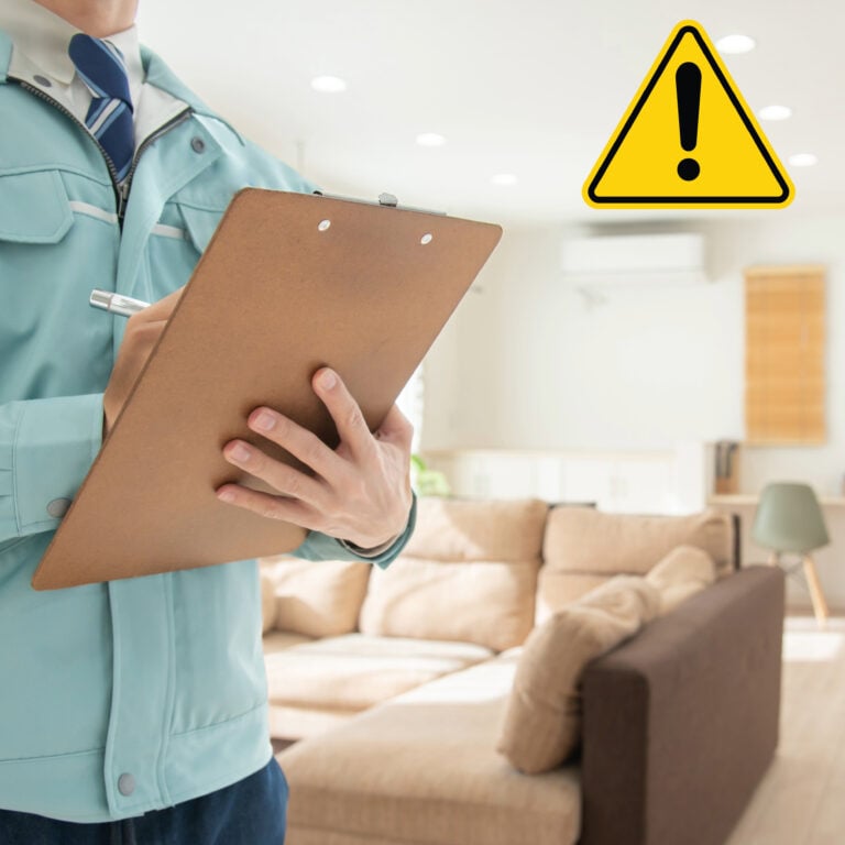 Property inspector with clipboard assessing rental property condition as landlords prepare for Renters' Rights Act changes.