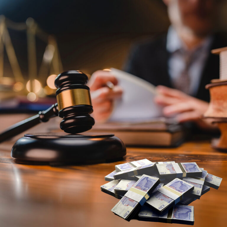 Judge’s gavel beside stacks of cash symbolising legal costs for tenants challenging rent increases