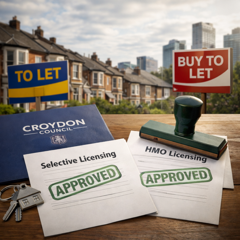 Croydon property licensing approvals with HMO and selective licensing documents stamped approved