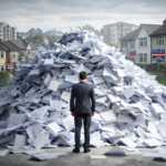 Landlord facing overwhelming paperwork symbolising rising admin burdens in the rental sector