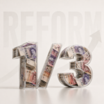 One-third figure made of British pound notes symbolising rising rents in England