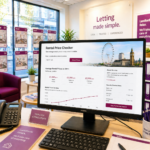 Rental price checker dashboard displayed in a London letting agency office