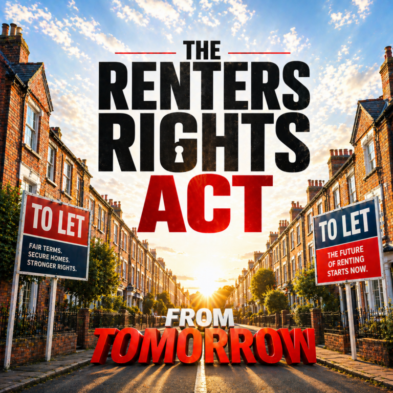UK street with “To Let” signs illustrating new Renters’ Rights Act reforms and tenant protections