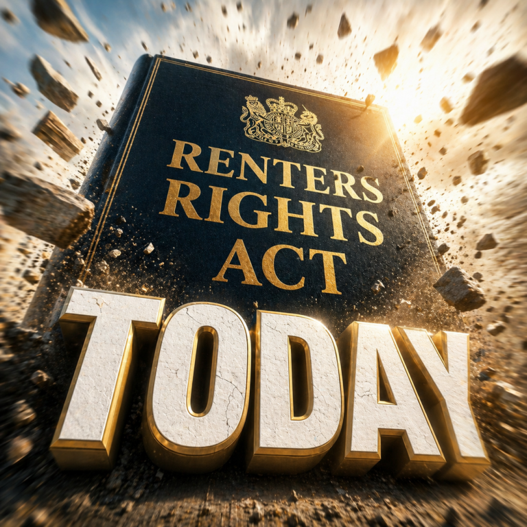 Renters' Rights Act book with bold “Today” text symbolising new UK rental law changes