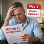 Worried UK landlord reading Section 21 eviction notice ahead of Renters’ Rights Act deadline