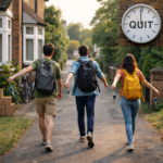 Students walking away from a rental property holding keys, symbolising early tenancy exits