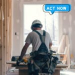 Builder working indoors on property renovation as landlords urged to meet Decent Homes Standard