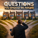 Landlord facing multiple rental properties with to let signs while considering portfolio decisions