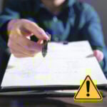 Landlord presenting document for signature highlighting compliance requirements and tenant acknowledgment