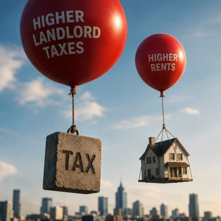 Red balloons linking landlord tax rises to higher rents for tenants