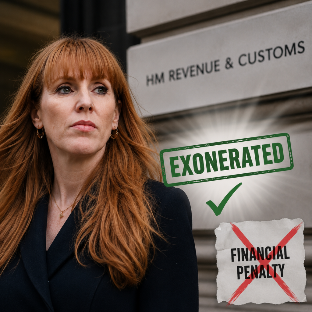 Angela Rayner outside HMRC offices after being cleared of deliberate tax avoidance allegations