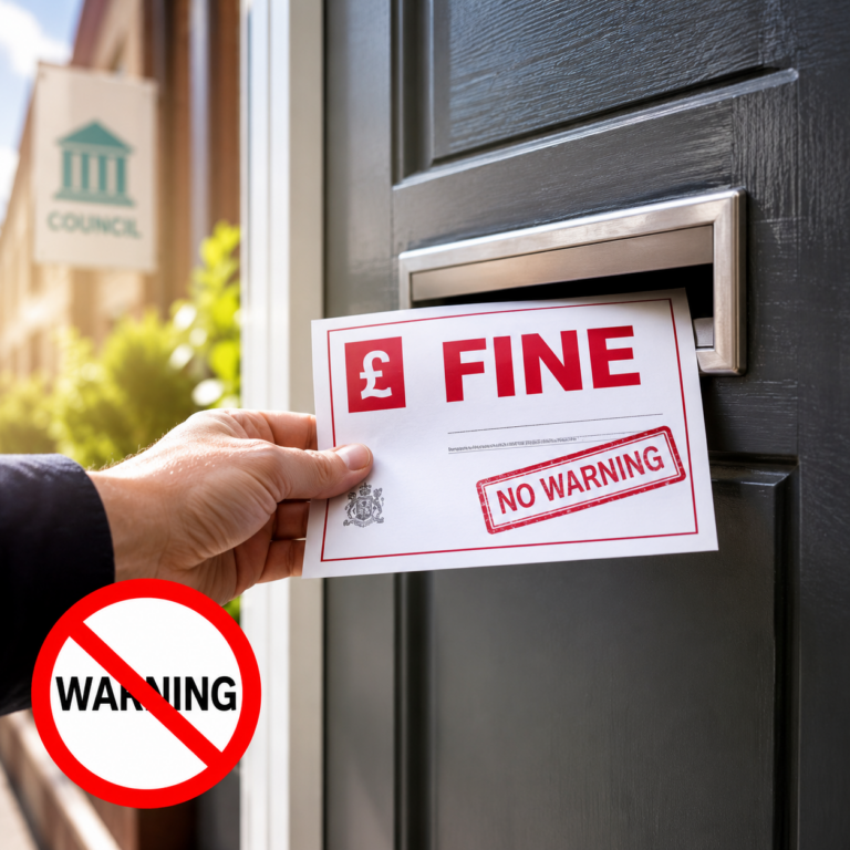 Council enforcement fine notice being delivered through a landlord’s letterbox without prior warning