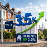 UK rental prices rise 3.5% with to let sign and upward trend graphic