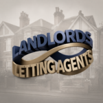 Landlords and letting agents partnership announcement with residential property background