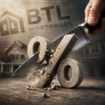 Knife cutting a percentage symbol for buy-to-let mortgage rate changes