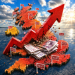 UK rental market map with rising rent arrow and To Let signs illustrating affordability pressures after the Renters’ Rights Act
