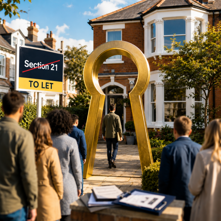 Prospective tenants viewing a rental property as Section 21 abolition reshapes landlord decisions