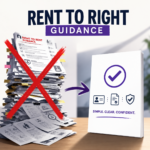 Illustration showing simplified Right to Rent guidance replacing complex paperwork for landlords and letting agents.