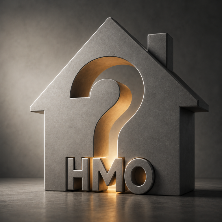 Concept illustration of HMO planning uncertainty and lawful use questions under Article 4 Directions.