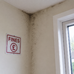 Damp and mould affecting the corner of a rented property wall, highlighting housing condition issues in England.