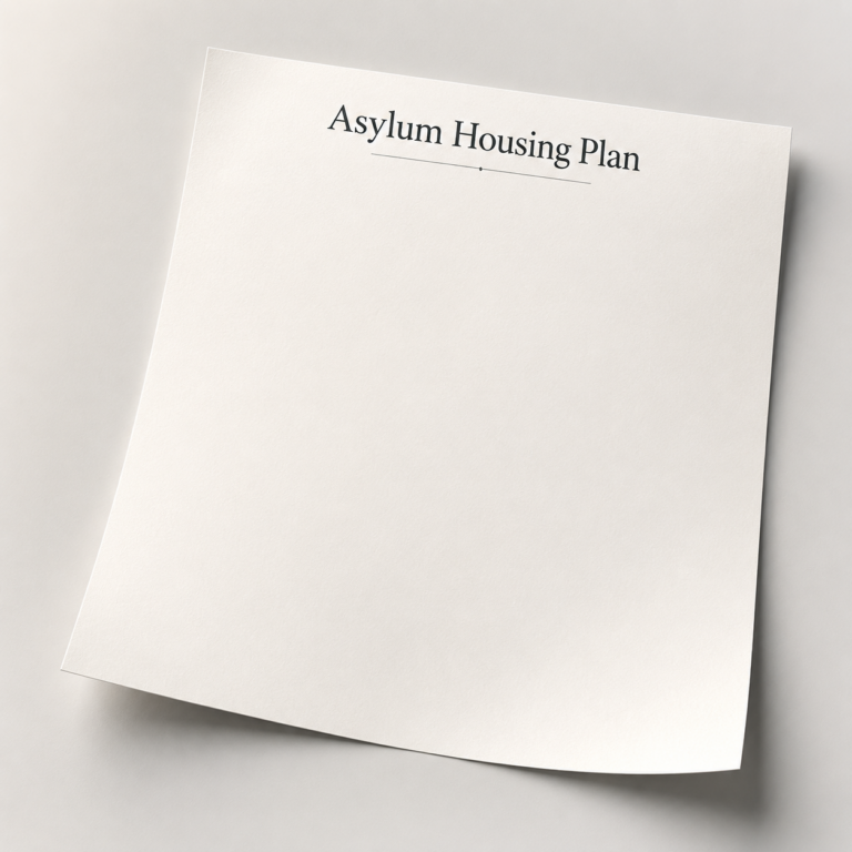 Document titled “Asylum Housing Plan” illustrating concerns over the UK’s long-term asylum accommodation strategy