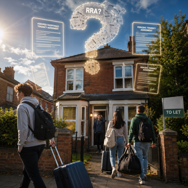 Students moving into a rental property while comparing tenancy agreements under the Renters’ Rights Act