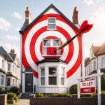 HMO rental property with target board and bullseye graphic illustrating landlords targeting specific tenant groups.