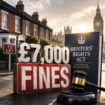 £7,000 disrepair fines and Renters' Rights Act illustrated with rental property, legal gavel and Parliament backdrop