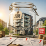 Leasehold apartment block trapped by rising service charges, ground rent and maintenance costs, highlighting difficulties selling flats.