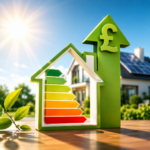 Energy efficiency rating graphic with a rising pound symbol illustrating how higher EPC ratings can reduce household energy bills.