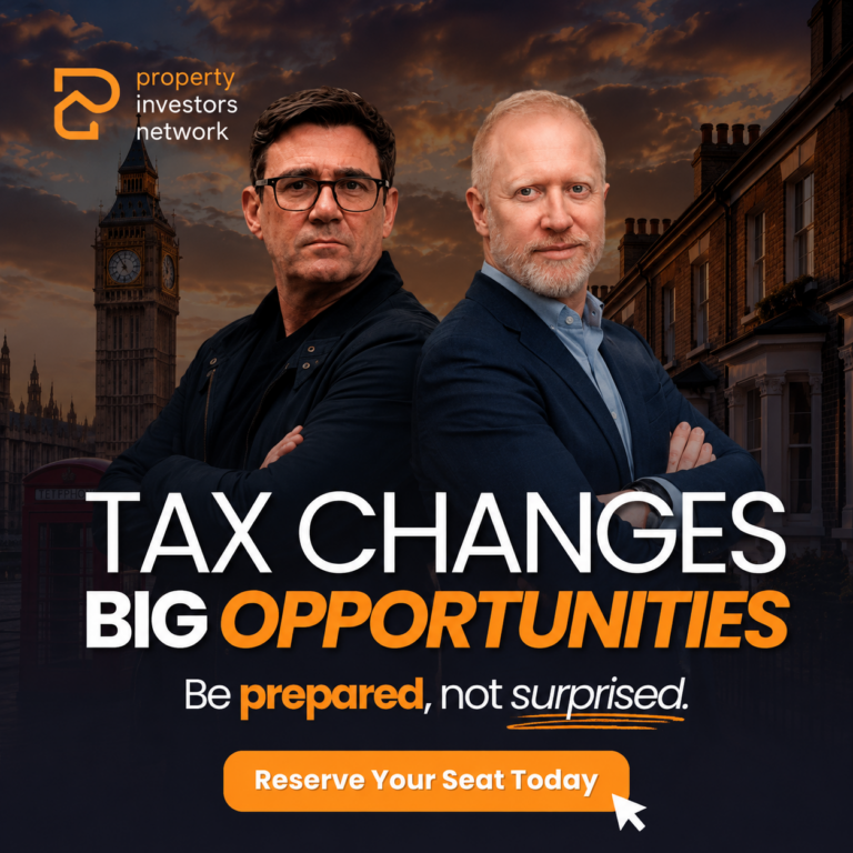 Promotional graphic for a free property investment webinar on Autumn Budget tax changes and buying opportunities.