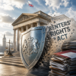Shield protecting the UK justice system as the Renters’ Rights Act impacts courts and tribunals.