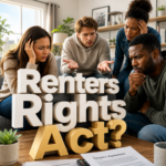 Concerned private renters discussing the Renters’ Rights Act and tenant rights reforms in England.