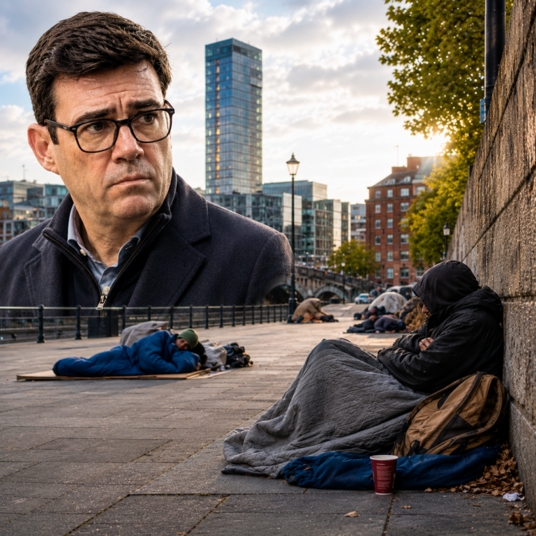 People sleeping rough on a London street as homelessness figures remain significantly above long-term levels.