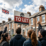 Landlords protest beside a To Let sign amid concerns over negative portrayals of the private rented sector
