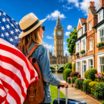 American renter with luggage in London, reflecting growing US demand for cheaper UK rents