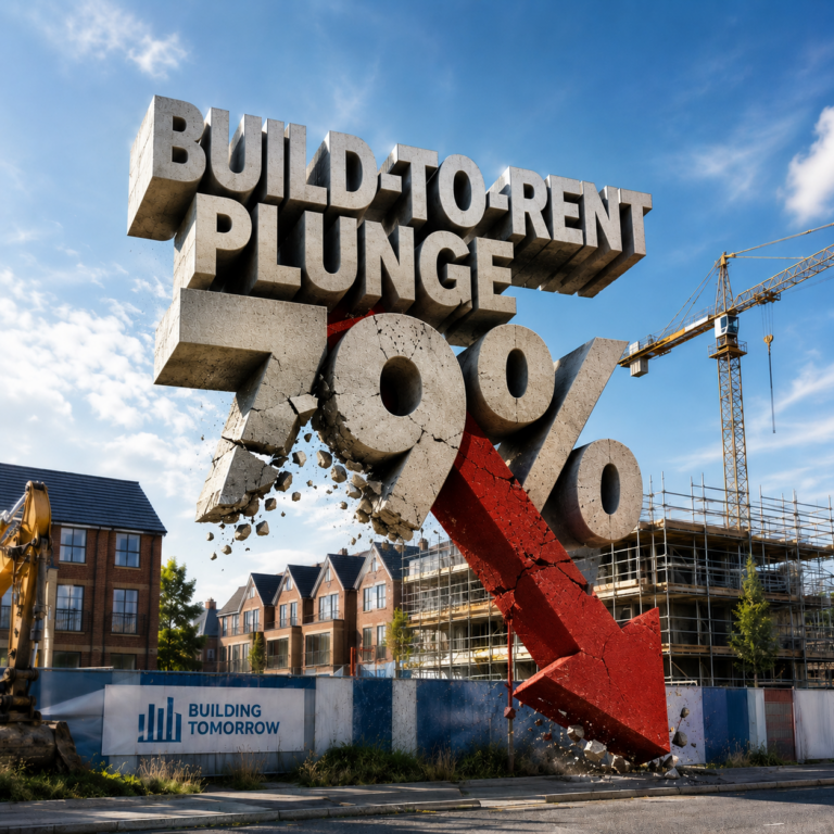 Build-to-rent starts fall 79% as construction activity slows on UK residential developments.